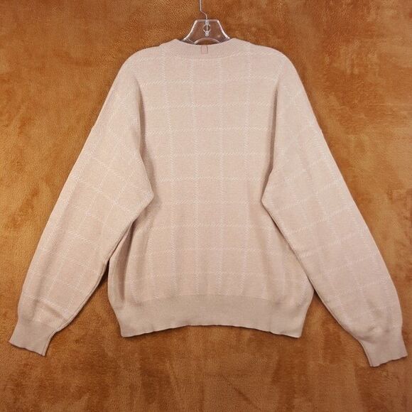 LUNYA Sweater Womens Medium Tan Plaid Crew Cozy Cotton Silk Pullover Comfort - Picture 4 of 8